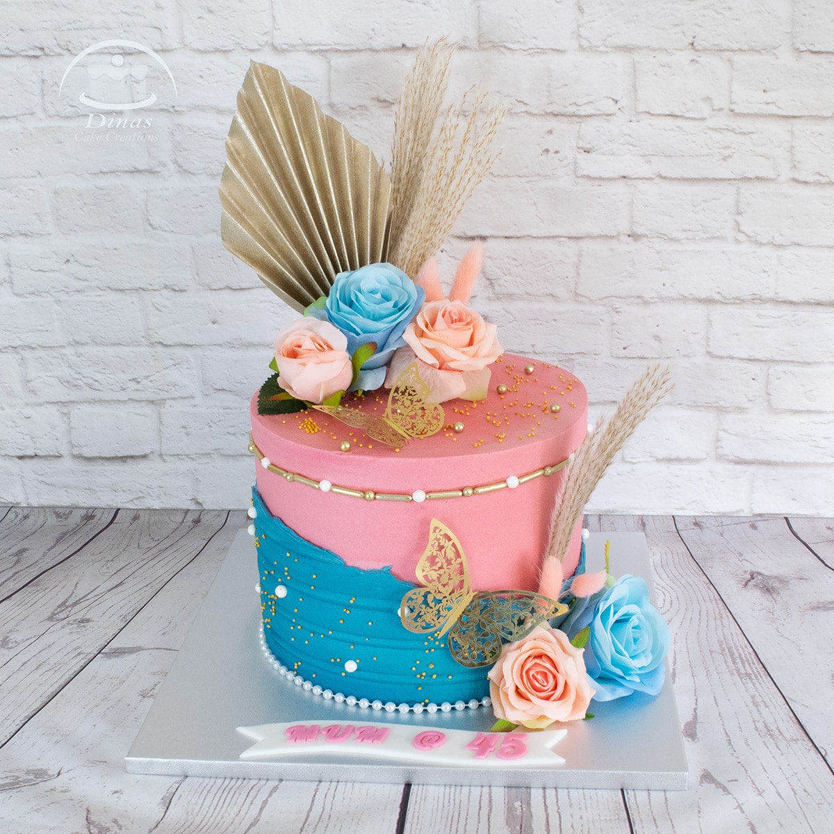 Elegant Blue & Pink cake